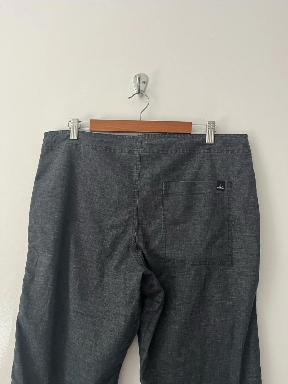 Prana Sutra Hemp Pants Relaxed Fit Wide Leg Lightweight Gray Large